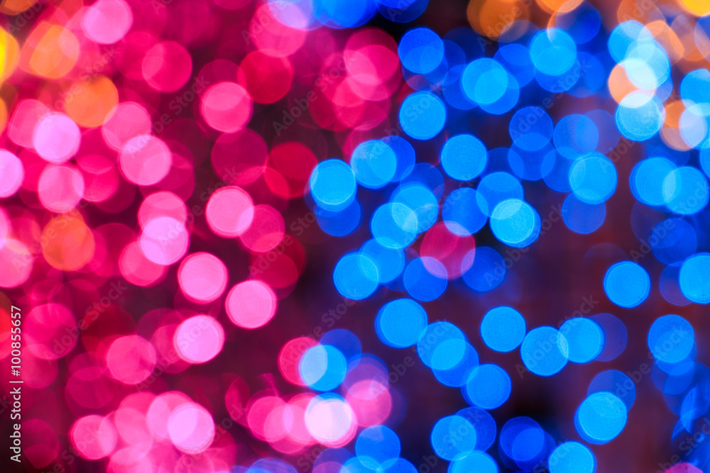 Abstract festive background with photo realistic bokeh defocused lights