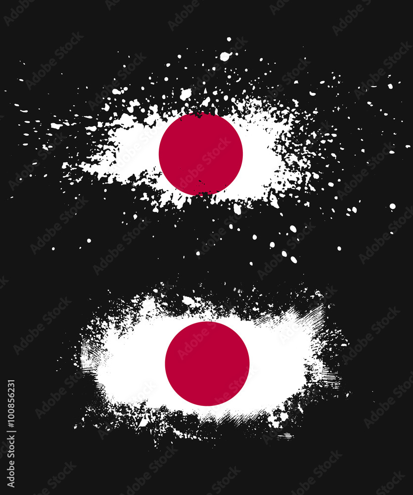 Grunge japanese ink splattered flag vectors Grunge japanese ink splattered flag vectors