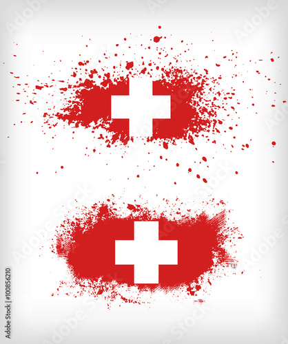 Grunge  ink splattered flag of Switzerland vectors