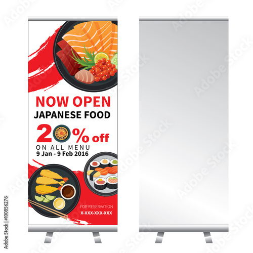 japanese food roll up  banner stand design