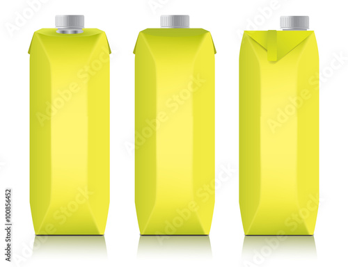 Yellow Carton Package Template for juice or dairy product : Vector Illustration