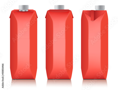 Red Carton Package Template for juice or dairy product : Vector Illustration