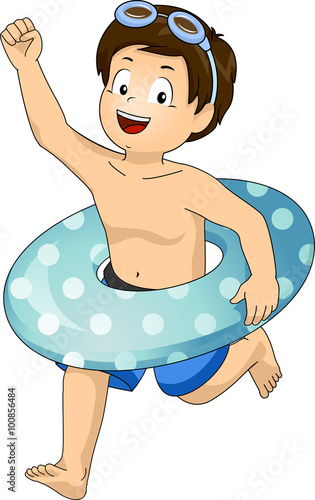 Excited Kid Boy Floater Run