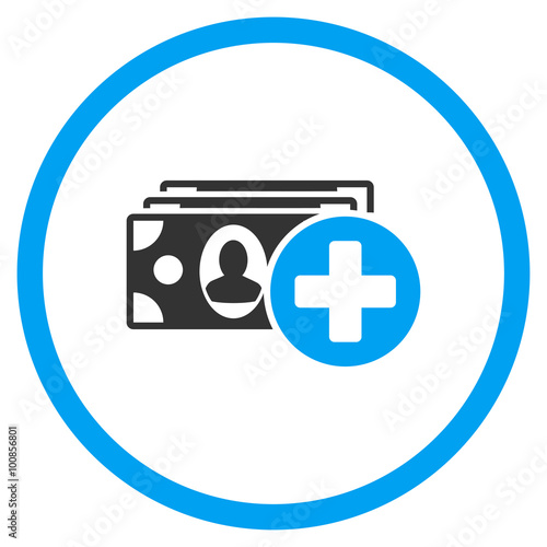 Medical Expences vector icon. Style is bicolor flat circled symbol, blue and gray colors, rounded angles, white background.