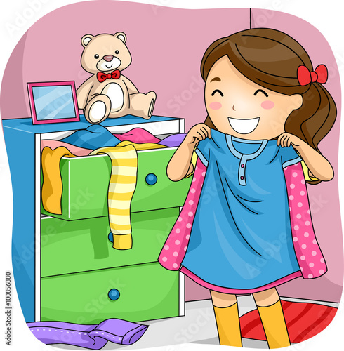 Kid Girl Pick Clothes Drawer