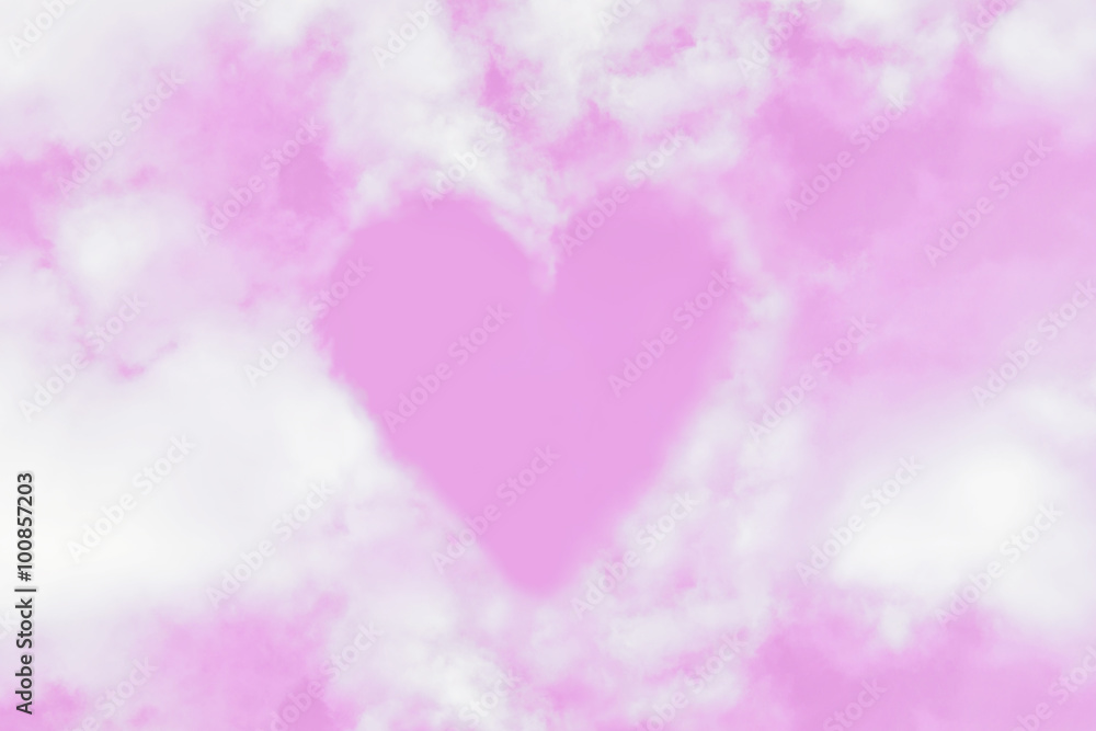 Heart on the pink sky background, Valentine day