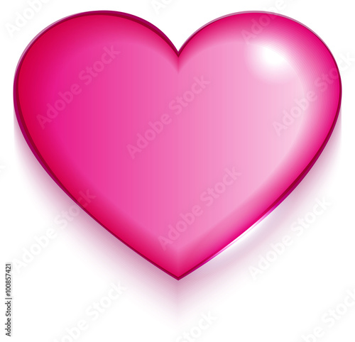 Transparent red valentine heart on white background