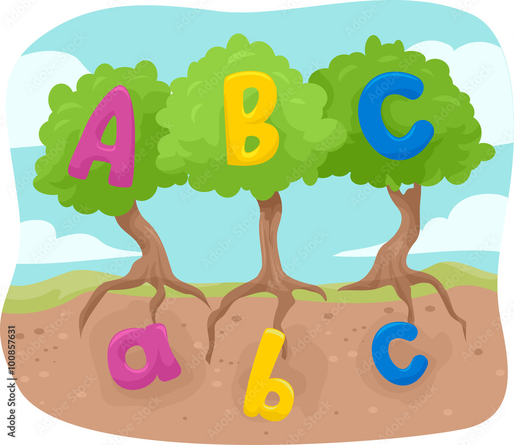 Alphabet ABC Small Seed Capital Tree Stock Vector | Adobe Stock