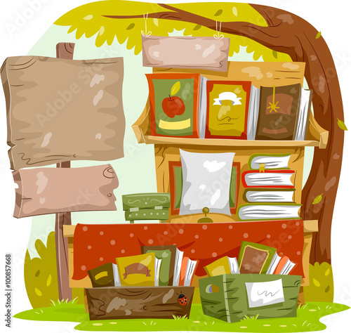 Book Sale Sign Board Cart