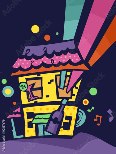 House Ongoing Party Flat Design
