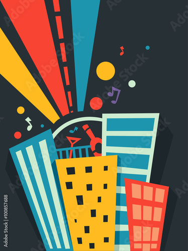 Roof Top Ongoing Party Flat Design