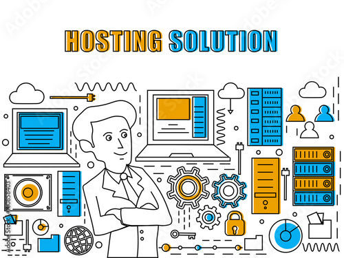 Infographic elements for Hosting Solution concept.