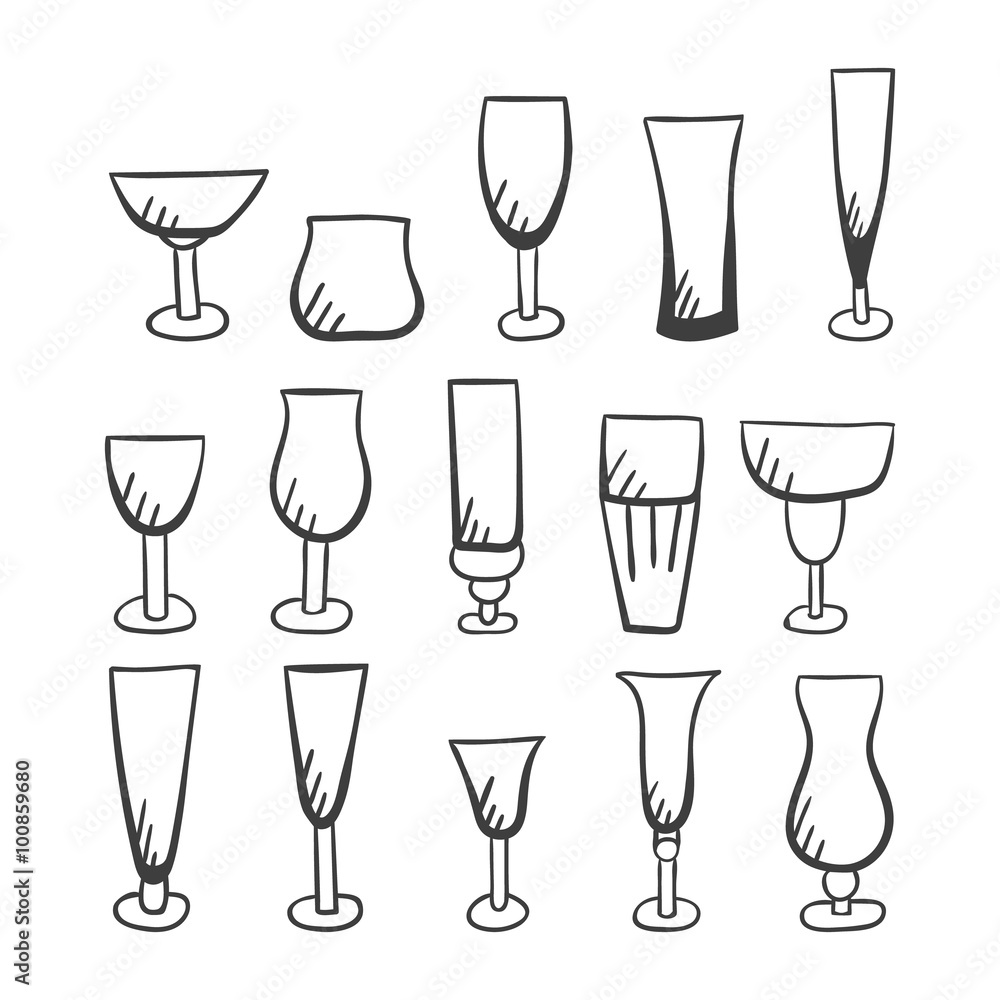 Set of doodle vector stemware-2 Set of doodle vector stemware-2