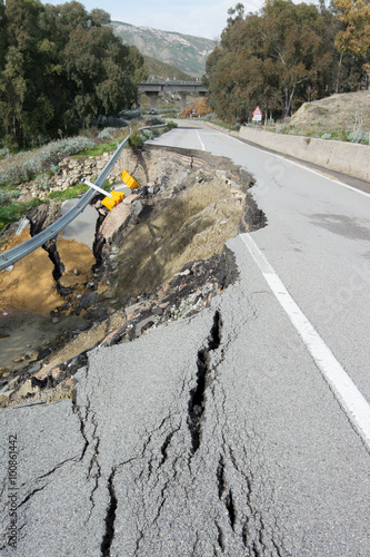 Landslide on a national road in Sicily