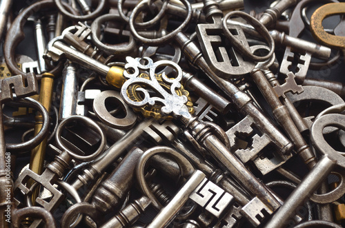 A Pile of many Antique Keys full frame
