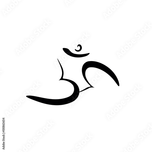 Om sign painted by hand. The sacred symbol in Buddhism and Hinduism.