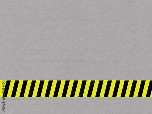 Metal background with caution tape
