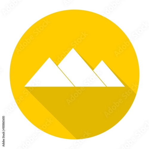 The pyramids at Giza in Egypt, pyramid complex icon with long shadow