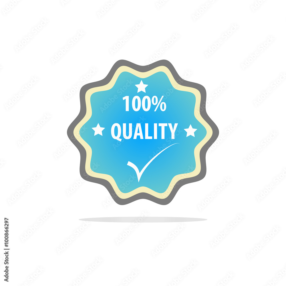 100% quality badge, vector icon