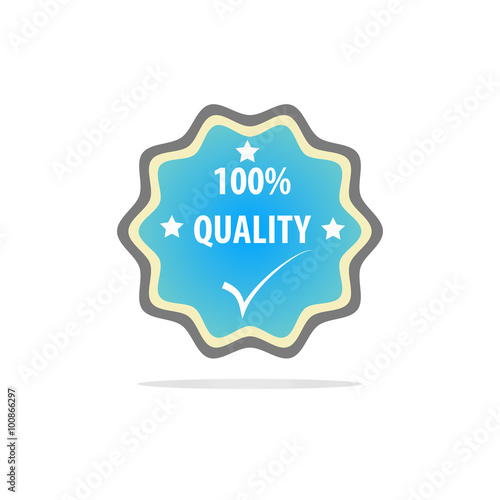 100% quality badge, vector icon