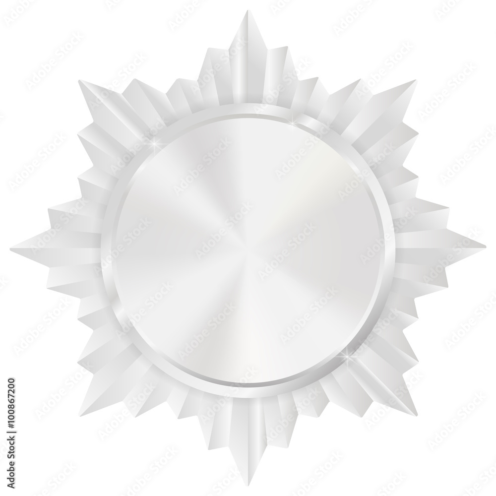 Silver medal. Shiny Order star. Empty award sign. Silver medal. Shiny Order star. Empty award sign.