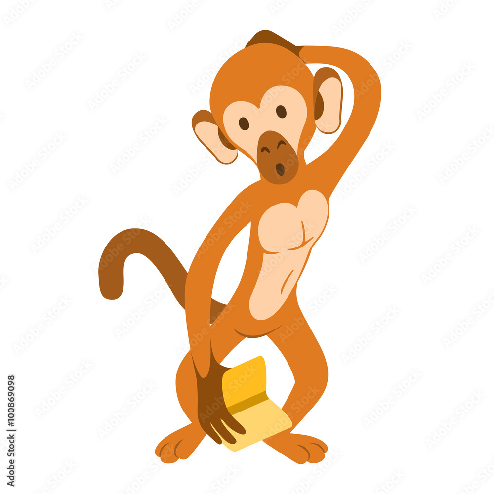 Obraz premium Confused monkey holding a book