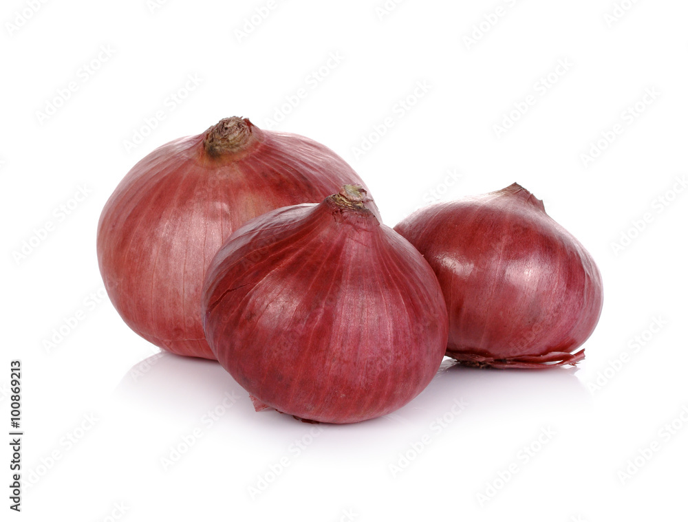 Shallots on white background