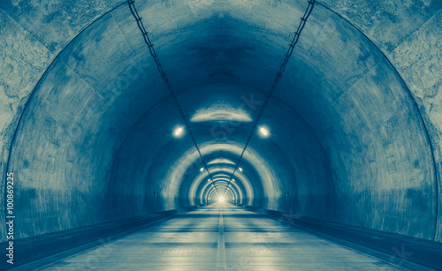 Interior of an urban tunnel at mountain without traffic..