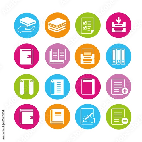 book icon, document icons