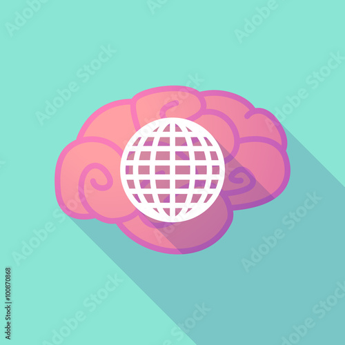 Fototapeta Naklejka Na Ścianę i Meble -  Long shadow brain with  a world globe