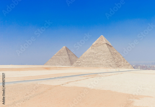 pyramids with a beautiful sky of Giza in Cairo  Egypt.