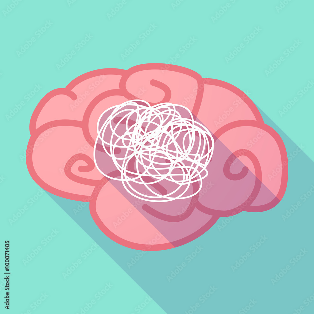Long shadow brain with a doodle Long shadow brain with a doodle