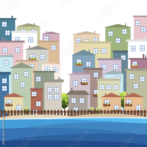 Colorful Beach Buildings For Sale / Rent. Real Estate