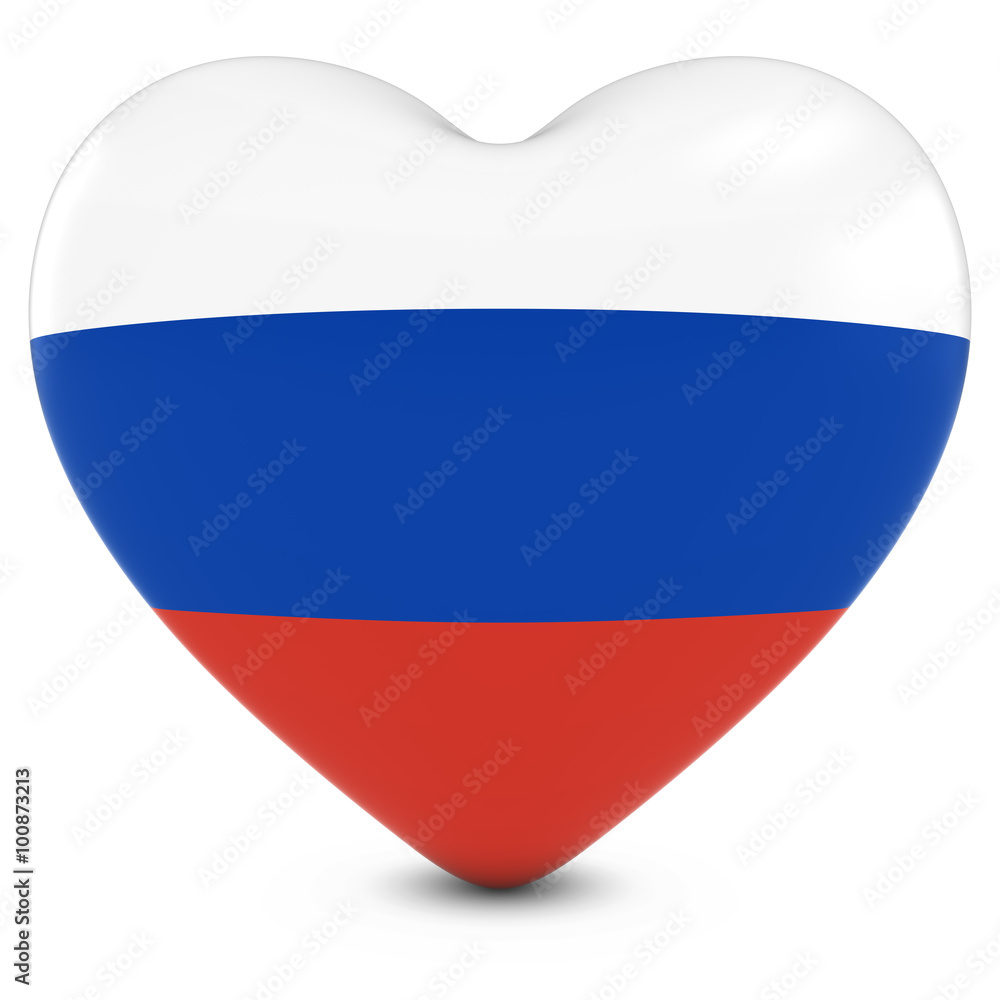 Fototapeta premium Love Russia Concept Image - Heart textured with Russian Flag