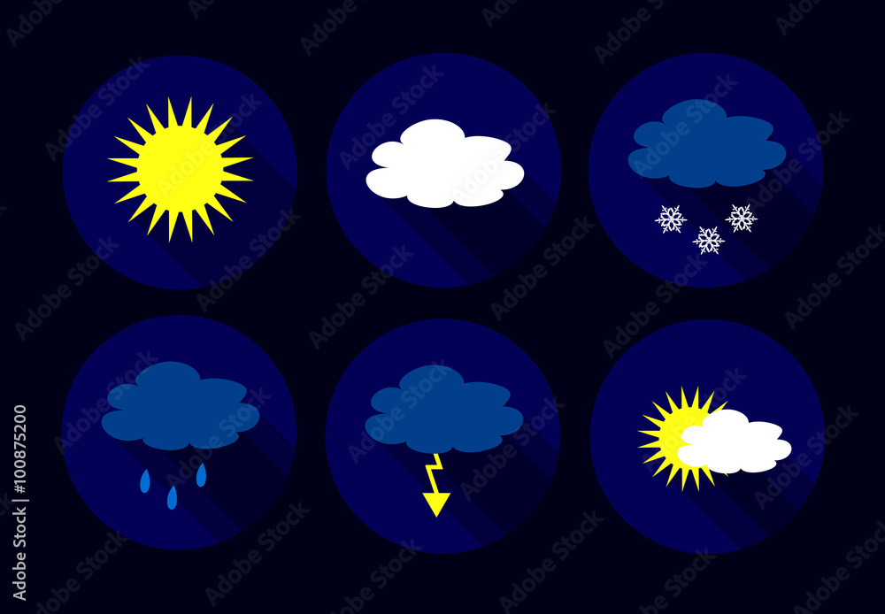 Obraz premium Vector weather flat icons