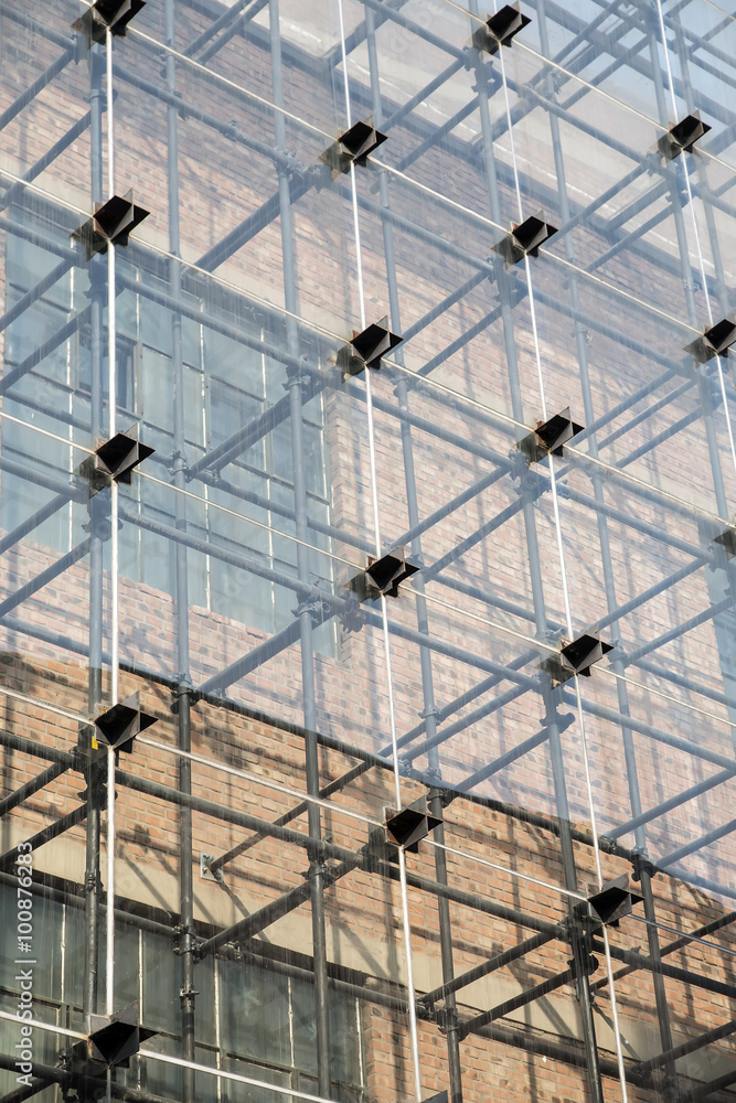 Fototapeta premium building with brick wall under construction