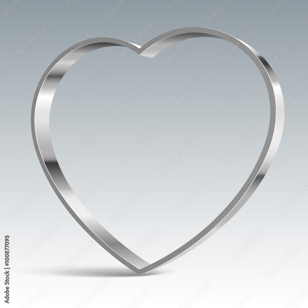 Heart sign. Shiny metal vector banner Heart sign. Shiny metal vector banner
