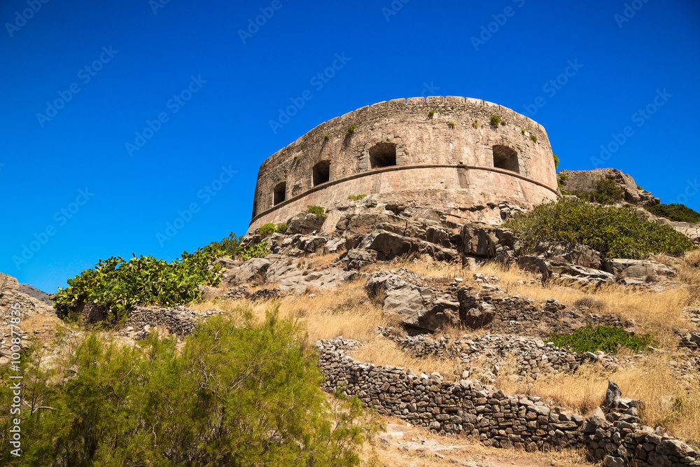 Scenic view of the venetian fortress on the island of Spinalonga