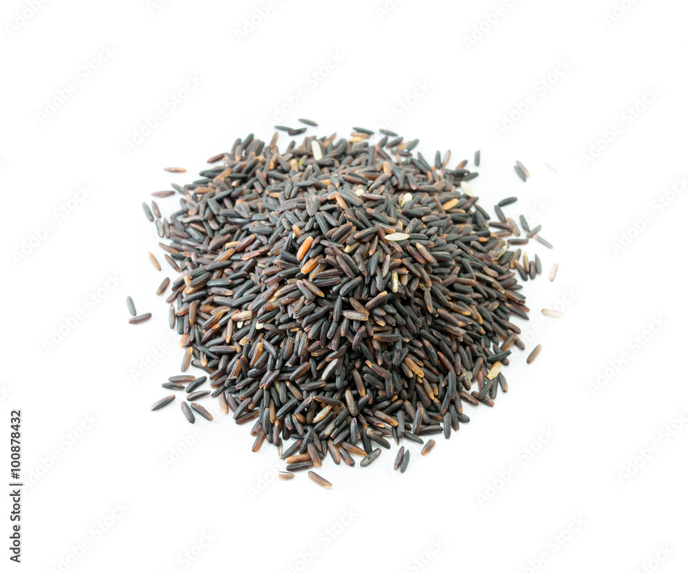 Berry rice, organic rice on white background Berry rice, organic rice on white background
