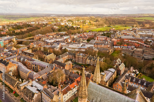 A top view of Durham city. This picture was taken on Durham tower which is a part of Durham Cathedral, England. photo
