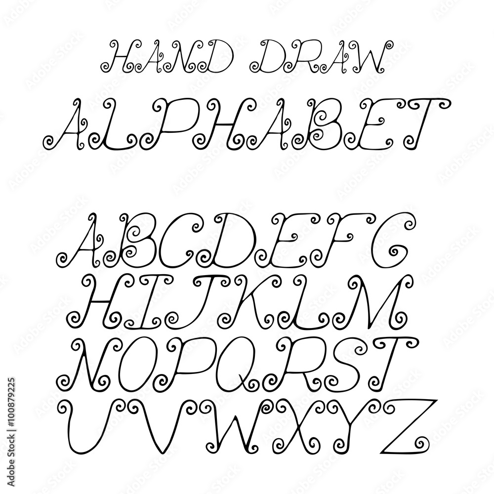 Hand lettering drawing set cute letters Royalty Free Vector