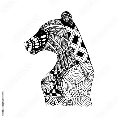 Hand draw bear patterns in the style of zentangle, Doodle 
