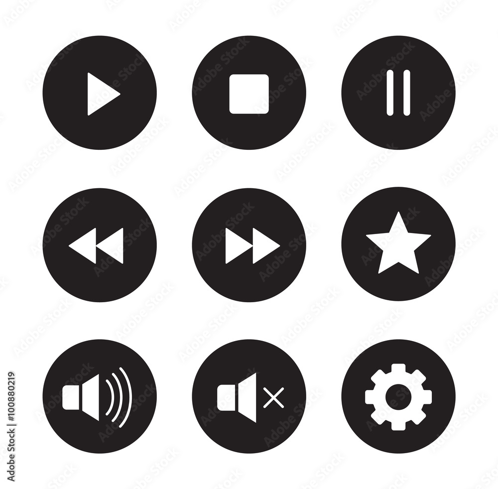 Multimedia black icons set Multimedia black icons set