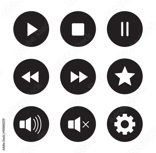 Multimedia black icons set