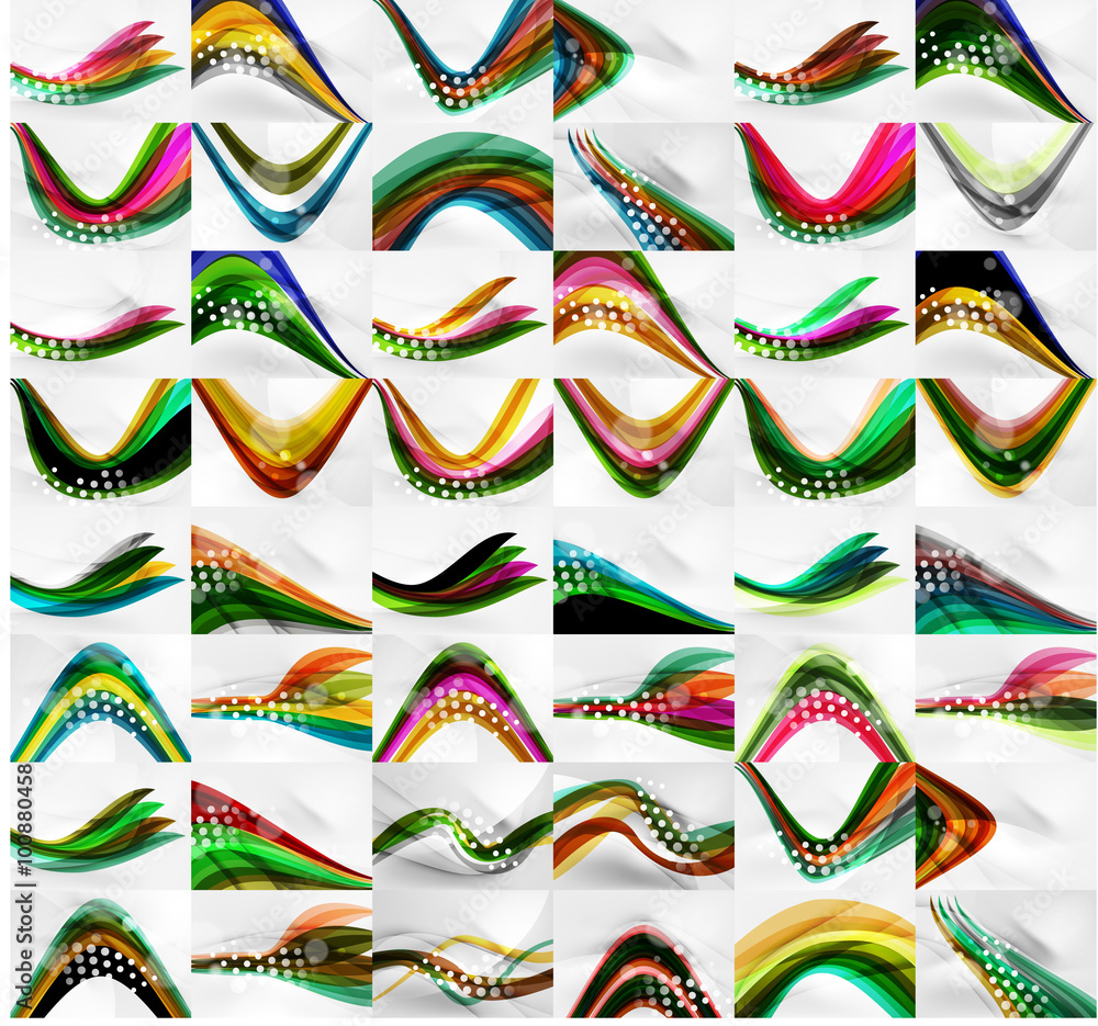 Set of blurred flowing waves backgrounds Set of blurred flowing waves backgrounds
