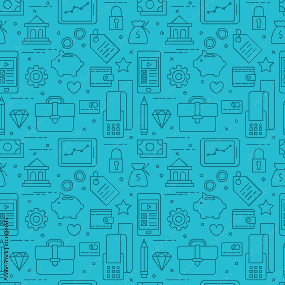 Modern thin line icons seamless pattern for web graphics