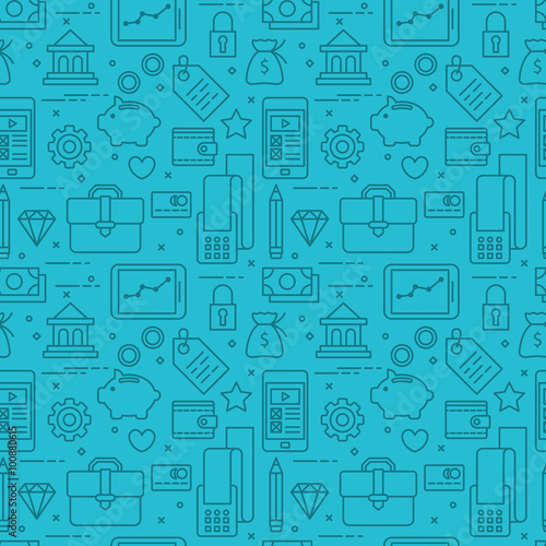 Modern thin line icons seamless pattern for web graphics