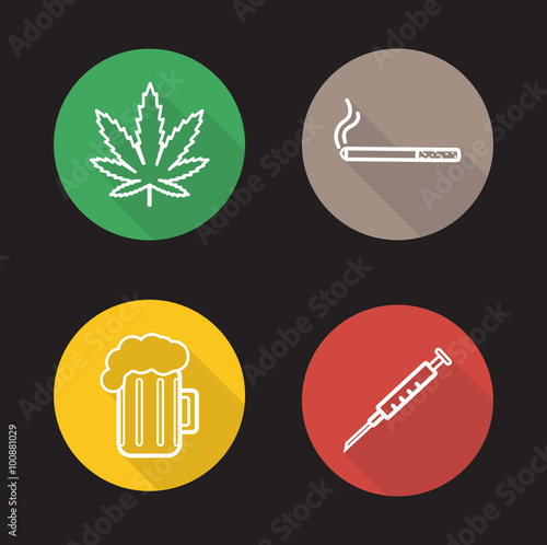 Bad habits linear icons set