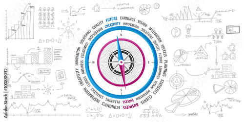 Business compass graphic background