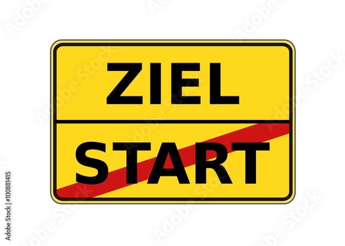 Ortsschild Ziel Start